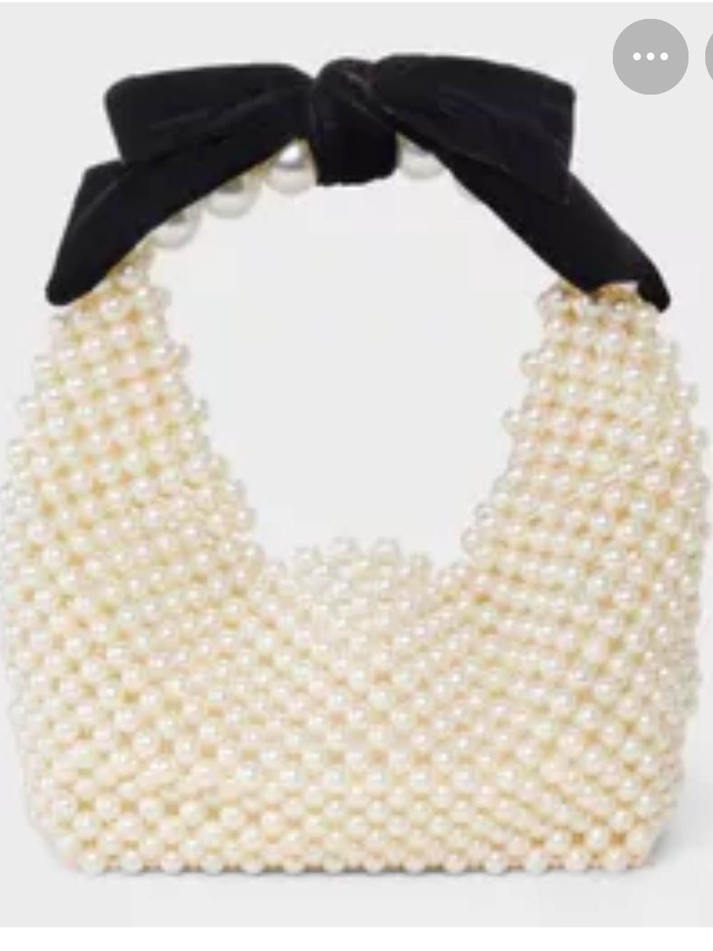Target Pearl Beaded Mini Bag with Black Bow Handle - Ivory